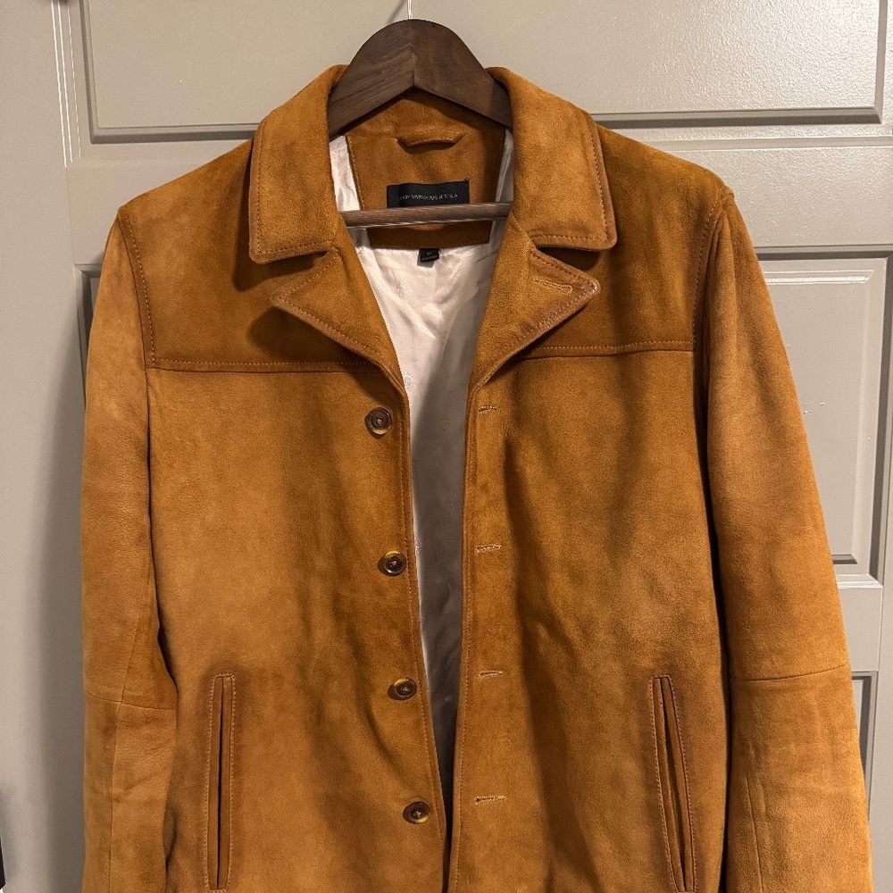 🔥 John Varvatos USA Men’s Suede Jacket M – Camel/Tan, Premium Style